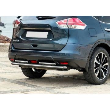 Защита заднего бампера двойная 57-42 мм Rival для Nissan X-Trail T32 2015-2018