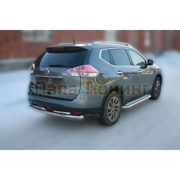 Защита заднего бампера двойная 60-42 мм ALFeco для Nissan X-Trail 2015-2018