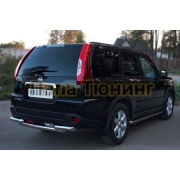 Защита заднего бампера двойная d57-d57 РусСталь для Nissan X-Trail 2011-2015