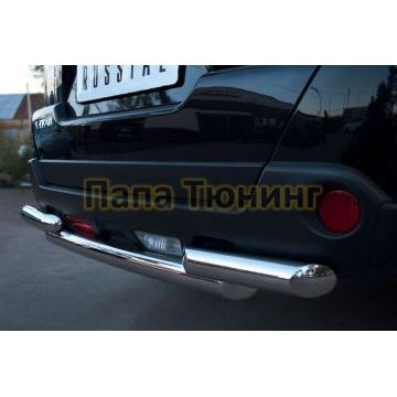 Защита заднего бампера двойная d57-d57 РусСталь для Nissan X-Trail 2011-2015