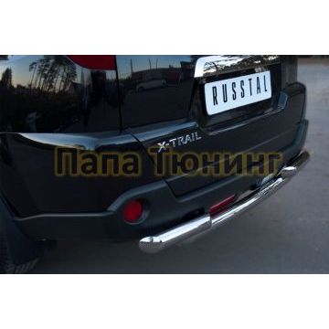 Защита заднего бампера двойная d57-d57 РусСталь для Nissan X-Trail 2011-2015