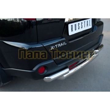 Защита заднего бампера двойная d76-d57  РусСталь для Nissan X-Trail 2011-2015