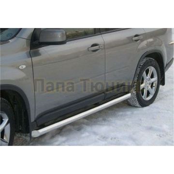 Пороги труба 76 мм вариант 1 РусСталь для Nissan X-Trail 2007-2011