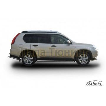 Защита штатных порогов труба 76 мм Slitkoff для Nissan X-Trail T31 2007-2011 Защита штатных порогов труба 76 мм Slitkoff для Nissan X-Trail T31 2007-2011