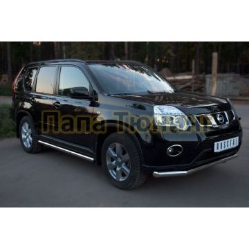 Пороги труба d57 вариант 2 РусСталь для Nissan X-Trail 2011-2015