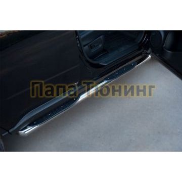 Пороги труба d76 с накладками вариант 1 РусСталь для Nissan X-Trail 2011-2015