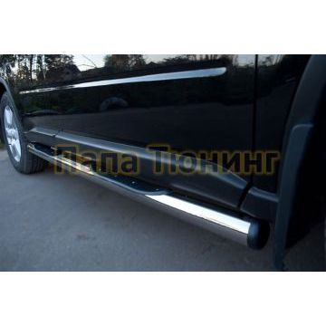 Пороги труба d76 с накладками вариант 2 РусСталь для Nissan X-Trail 2011-2015