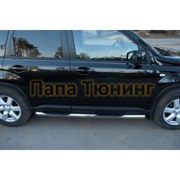 Пороги труба d76 с накладками вариант 2 РусСталь для Nissan X-Trail 2011-2015