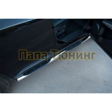 Пороги труба d76 с накладками вариант 3 РусСталь для Nissan X-Trail 2011-2015