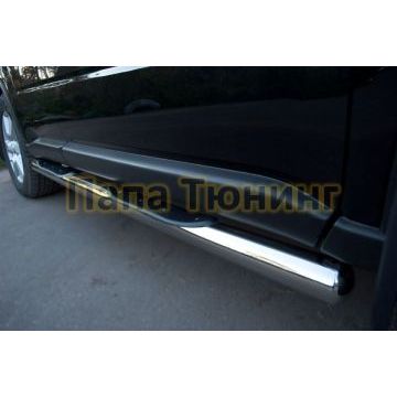 Пороги труба d76 с накладками вариант 3 РусСталь для Nissan X-Trail 2011-2015