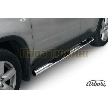 Пороги труба с накладками 76 мм Slitkoff для Nissan X-Trail T31 2011-2015 Пороги труба с накладками 76 мм Slitkoff для Nissan X-Trail T31 2011-2015