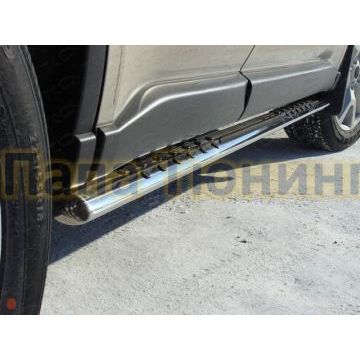 Пороги труба овальная с проступью 75х42 мм ТСС для Nissan X-Trail 2011-2015 Пороги труба овальная с проступью 75х42 мм ТСС для Nissan X-Trail 2011-2015