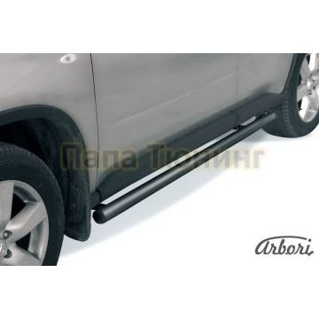 Защита штатных порогов чёрная сталь труба 57 мм Slitkoff для Nissan X-Trail T31 2011-2015 Защита штатных порогов чёрная сталь труба 57 мм Slitkoff для Nissan X-Trail T31 2011-2015