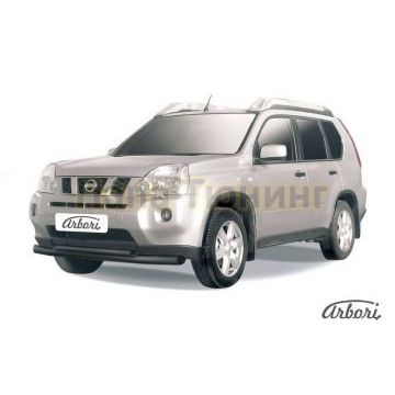 Защита передняя чёрная сталь двойная 76-57 мм Slitkoff для Nissan X-Trail T31 2011-2015 Защита передняя чёрная сталь двойная 76-57 мм Slitkoff для Nissan X-Trail T31 2011-2015