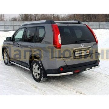 Защита заднего бампера уголки 60 мм ТСС для Nissan X-Trail 2011-2015 Защита заднего бампера уголки 60 мм ТСС для Nissan X-Trail 2011-2015