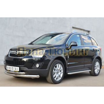 Пороги с площадкой алюминиевый лист d42 РусСталь для Opel Antara 2010-2017