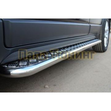 Пороги с площадкой алюминиевый лист d42 РусСталь для Opel Antara 2010-2017