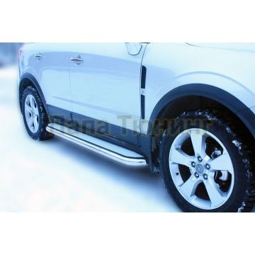 Пороги с площадкой алюминиевый лист 60 мм ALFeco для Opel Antara 2010-2017