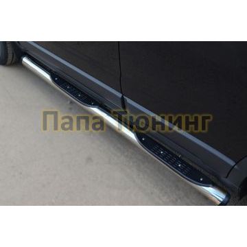 Пороги труба с накладками d76 вариант 2 РусСталь для Opel Antara 2010-2017