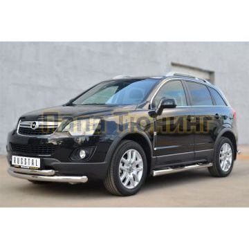 Пороги труба с накладками d76 вариант 3 РусСталь для Opel Antara 2010-2017