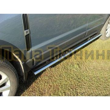 Пороги труба овальная с проступью 75х42 мм ТСС для Opel Antara 2010-2017