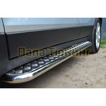 Пороги с площадкой алюминиевый лист d42 РусСталь для Opel Mokka 2012-