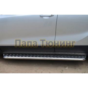 Пороги с площадкой алюминиевый лист d42 РусСталь для Opel Mokka 2012-