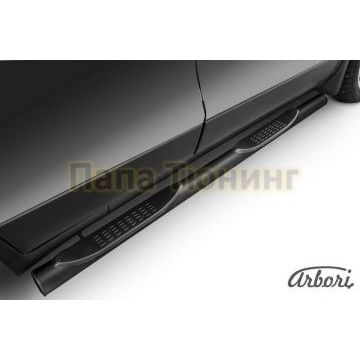 Пороги чёрная сталь труба с накладками 76 мм Slitkoff для Opel Mokka 2012- Пороги чёрная сталь труба с накладками 76 мм Slitkoff для Opel Mokka 2012-