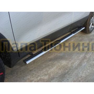 Пороги труба овальная с накладками 75х42 мм ТСС для Opel Mokka 2012-