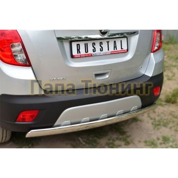 Защита заднего бампера овальная 75х42 мм РусСталь для Opel Mokka 2012-