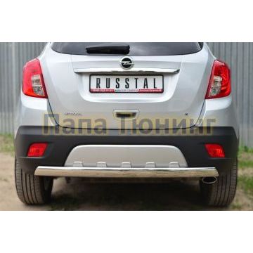 Защита заднего бампера овальная 75х42 мм РусСталь для Opel Mokka 2012-