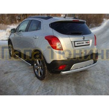 Защита заднего бампера овальная 75х42 мм ТСС для Opel Mokka 2012-