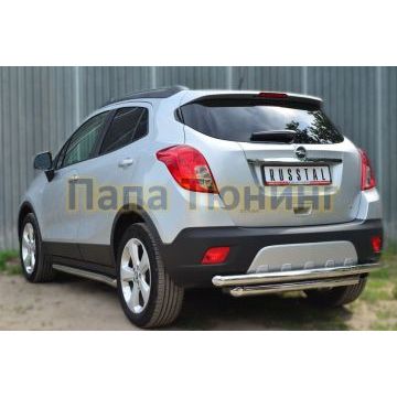 Защита заднего бампера двойная d57-d57 РусСталь для Opel Mokka 2012-