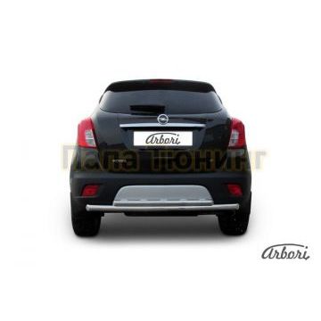 Защита заднего бампера двойная радиусная 57-42 мм Slitkoff для Opel Mokka 2012-