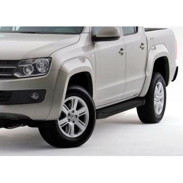 Пороги алюминиевые Rival Black New для Volkswagen Amarok 2010-2016