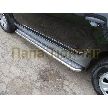 Пороги с площадкой алюминиевый лист 42 мм ТСС для Renault Duster 2015- Пороги с площадкой алюминиевый лист 42 мм ТСС для Renault Duster 2015-