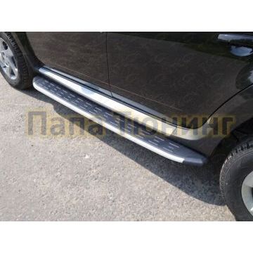 Пороги алюминиевые ТСС с накладкой для Renault Duster 2015-