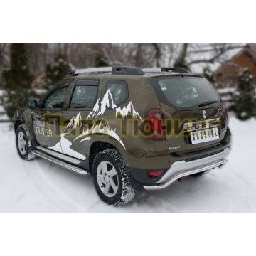 Защита заднего бампера d42 длинная волна РусСталь для Renault Duster 2015-
