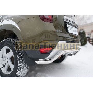 Защита заднего бампера d42 длинная волна РусСталь для Renault Duster 2015-