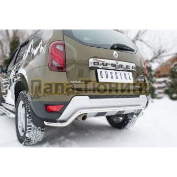 Защита заднего бампера d42 длинная волна РусСталь для Renault Duster 2015-