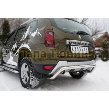 Защита заднего бампера d57 волна РусСталь для Renault Duster 2015-