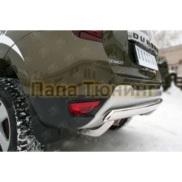 Защита заднего бампера овальная 75х42 мм РусСталь для Renault Duster 2015-