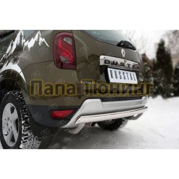 Защита заднего бампера овальная 75х42 мм РусСталь для Renault Duster 2015-