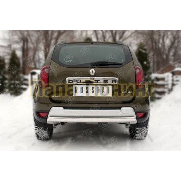 Защита заднего бампера овальная 75х42 мм РусСталь для Renault Duster 2015-