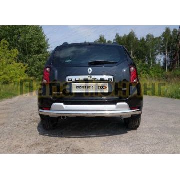 Защита заднего бампера овальная длинная 75х42 мм ТСС для Renault Duster 2015-