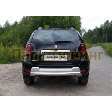 Защита заднего бампера овальная короткая 75х42 мм ТСС для Renault Duster 2015-