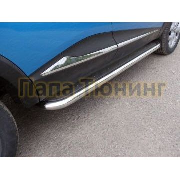 Пороги с площадкой нержавеющий лист 60 мм ТСС для Renault Kaptur 2016- Пороги с площадкой нержавеющий лист 60 мм ТСС для Renault Kaptur 2016-