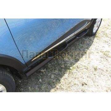 Пороги чёрная сталь труба с накладками 76 мм на 4х4 Slitkoff для Renault Kaptur 2016- Пороги чёрная сталь труба с накладками 76 мм на 4х4 Slitkoff для Renault Kaptur 2016-