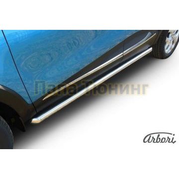 Защита штатных порогов труба 57 мм на 4х2 Slitkoff для Renault Kaptur 2016- Защита штатных порогов труба 57 мм на 4х2 Slitkoff для Renault Kaptur 2016-
