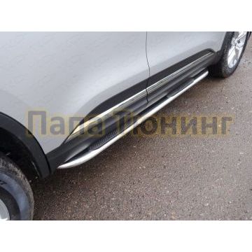 Пороги овальные гнутые с накладкой 75х42 мм ТСС для Renault Koleos 2018- Пороги овальные гнутые с накладкой 75х42 мм ТСС для Renault Koleos 2018-